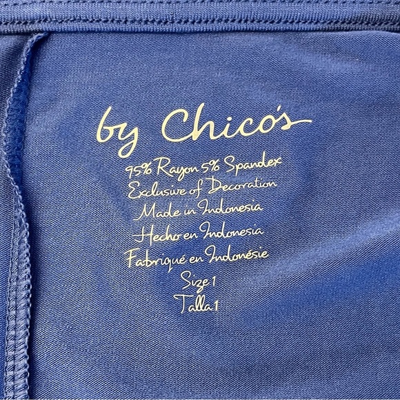 Chicos Womens Aster Blue 1/2 Sleeve Boho Lace Trim Rayon Stretchy Tunic Top Sz 1 - Picture 8 of 15